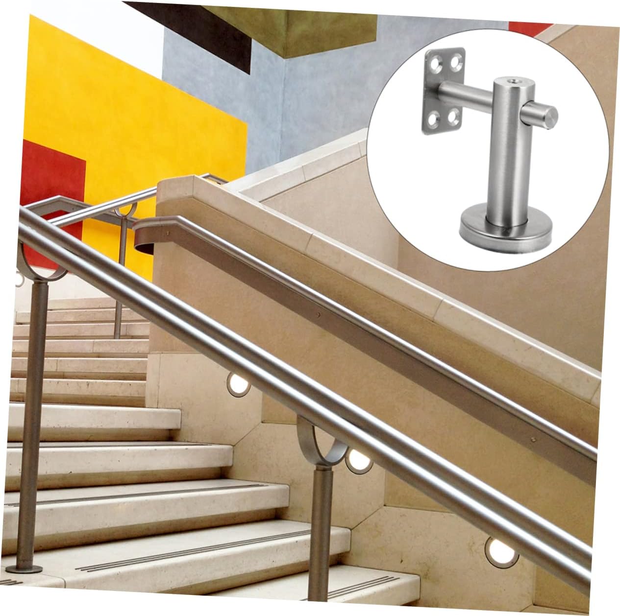 2pcs Adjustable Handrail Support Brackets for Stairs Wall-Mounted Banister Holders for Indoor and Outdoor Use Easy Installation