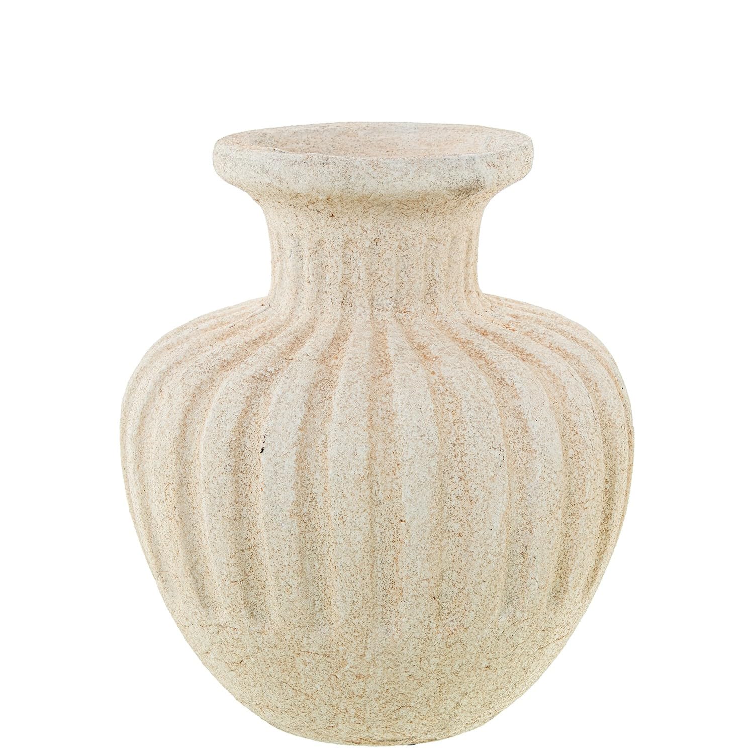 Vase en céramique beige DRW de table au design haut de gamme