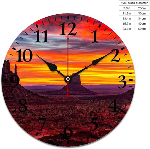 Miniatura 2 de Reloj de pared Monument Valley - Reloj de pared redondo de madera rústica, silencioso y sin tictac, Arizona Rock Red Southwest Tourism Relojes de