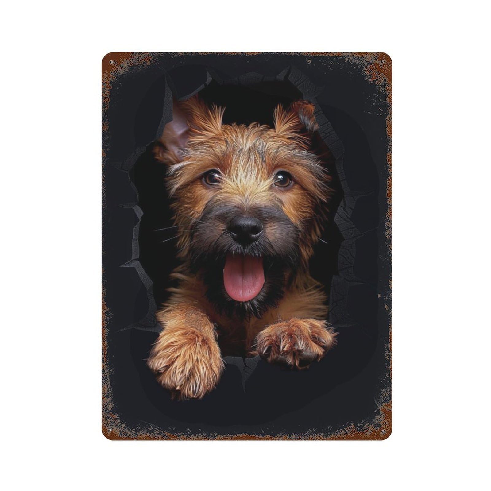 Garage Style Irish Terrier Rusty Metal Tin Sign 15.7"x11.8", Farmhouse Wall Decor for Bar And Workshop