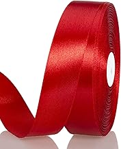 Satin Ribbon Red 20 mm Wide Ribbon 91 Metres Gift Ribbon Fabric Ribbon Satin Decorative Ribbon Silk Ribbon for Crafts, Gift Wrapping, Crafts, Birthday, Wedding, Christening, Christmas Decoration