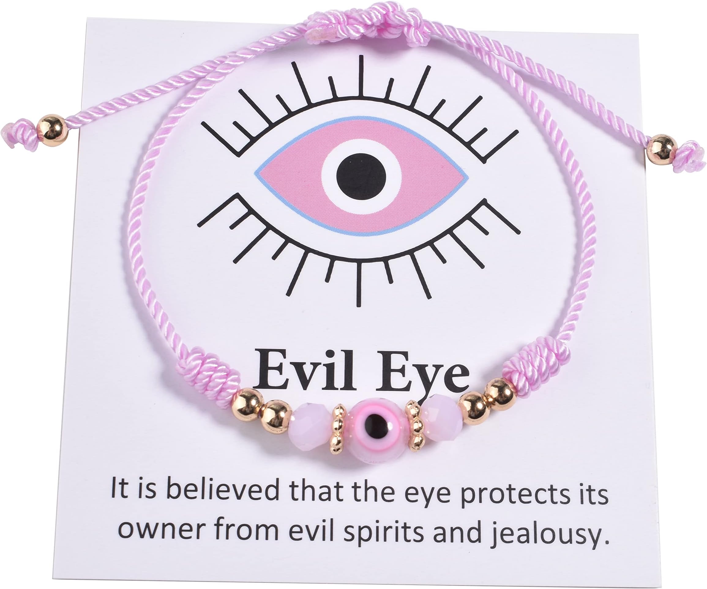 Evil Eye Bracelet For Women Teen Girls Amulet Pink Protection Bracelet Good Luck Adjustable String Bracelet Anklet