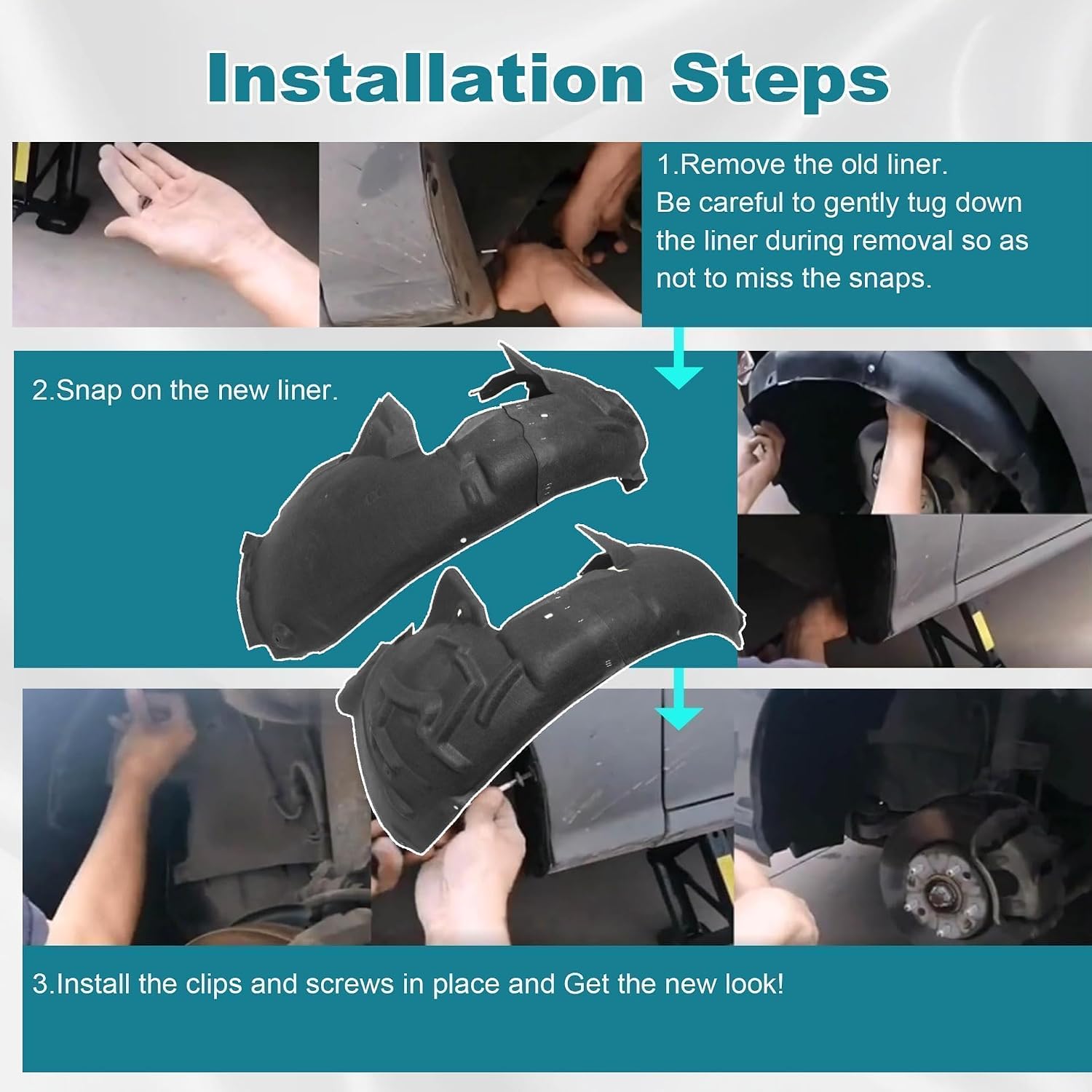 GXARTS 2PCS Black Driver & Passenger Side Front Fender Liner Splash Shield 8K0821172G 8K0821171G Compatible with Audi A4 Quattro S4 2009-2012