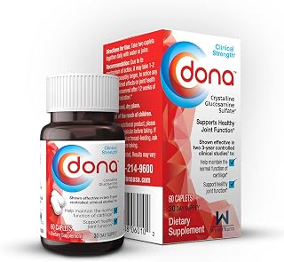 Dona Crystalline Glucosamine Sulfate, 750 Mg, Joint Supplement Pills for Knee Comfort & Joint Health Support, 750 Mg, 60 Count