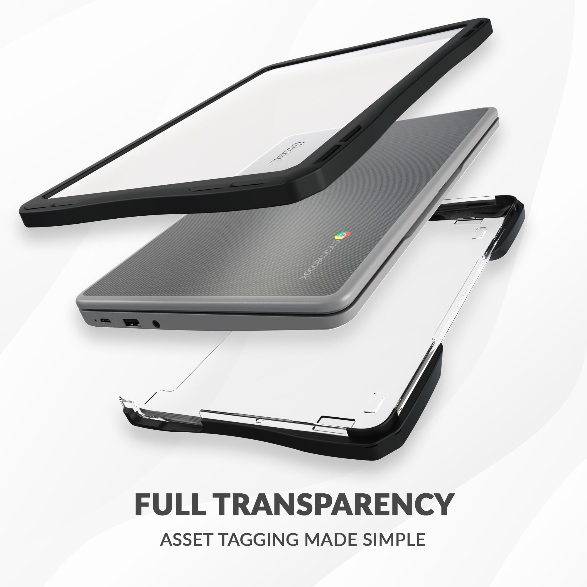 UZBL Air - Custodia rigida per Chromebook HP G11 da 14 pollici, custodia protettiva trasparente K-12 a prova di studenti (confezione da 1)