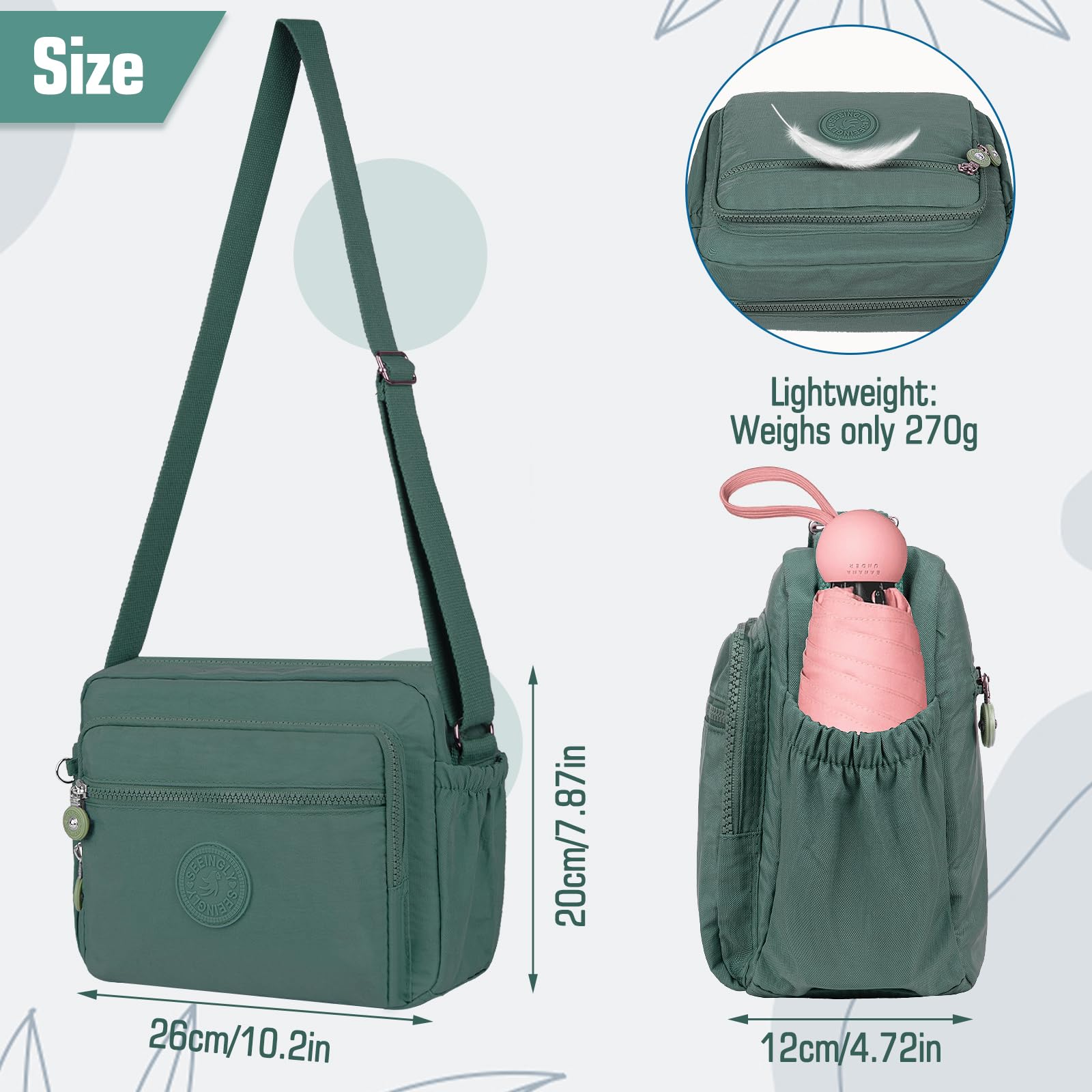 NEWIROVE Borsa Tracolla Donna Media Crossbody Bag Nylon Impermeabile Borsetta Tracolla Donna Sportiva Borsa a Spalla con Multitasche per Lavorare Shopping Viaggio