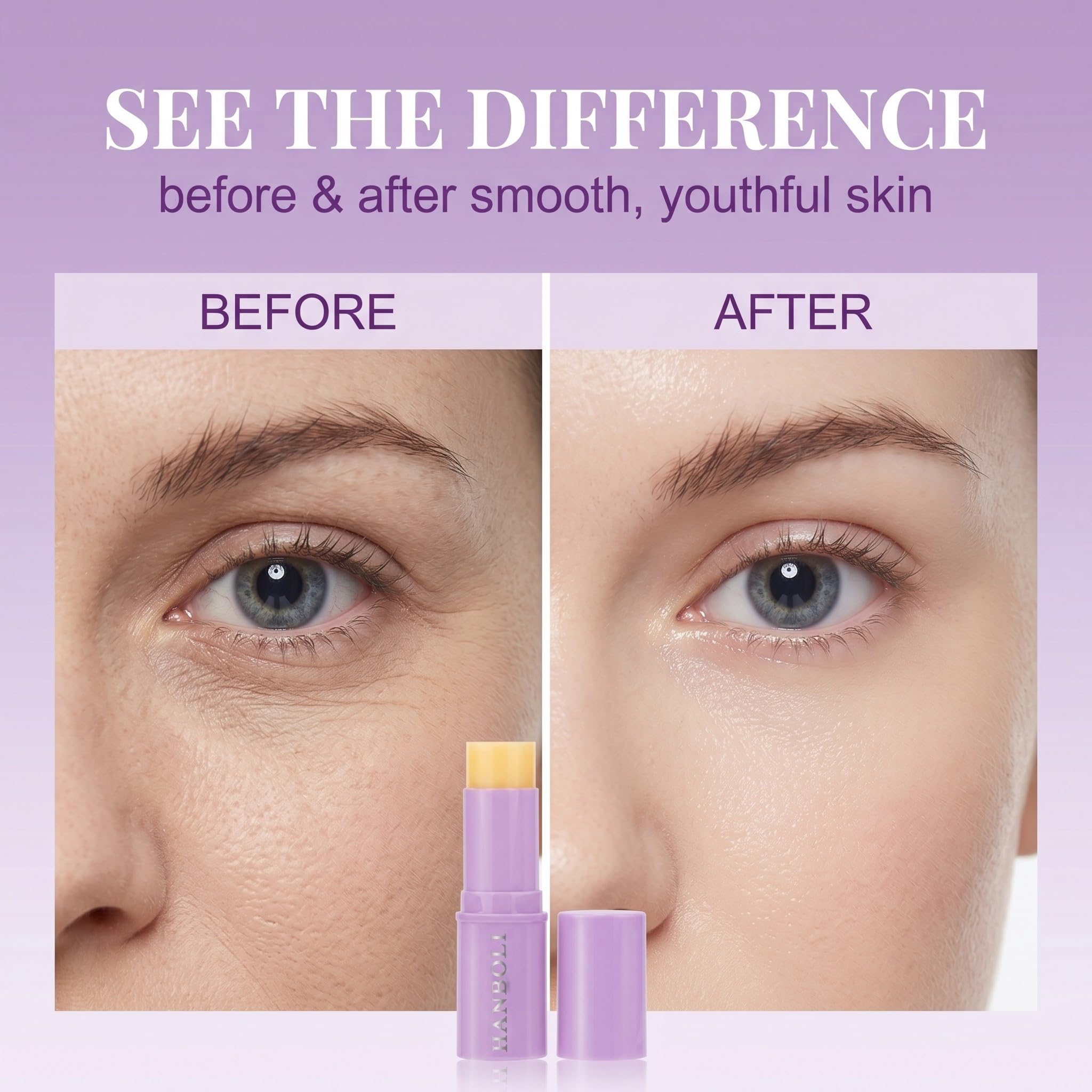 Stick Coreano Viso Antirughe con Collagene e Calcio, Balsamo Multiuso Idratante per Contorno Occhi, Viso e Collo, Peptide Eye Serum Stick per Tutti i Tipi di Pelle, 1 Pezzo