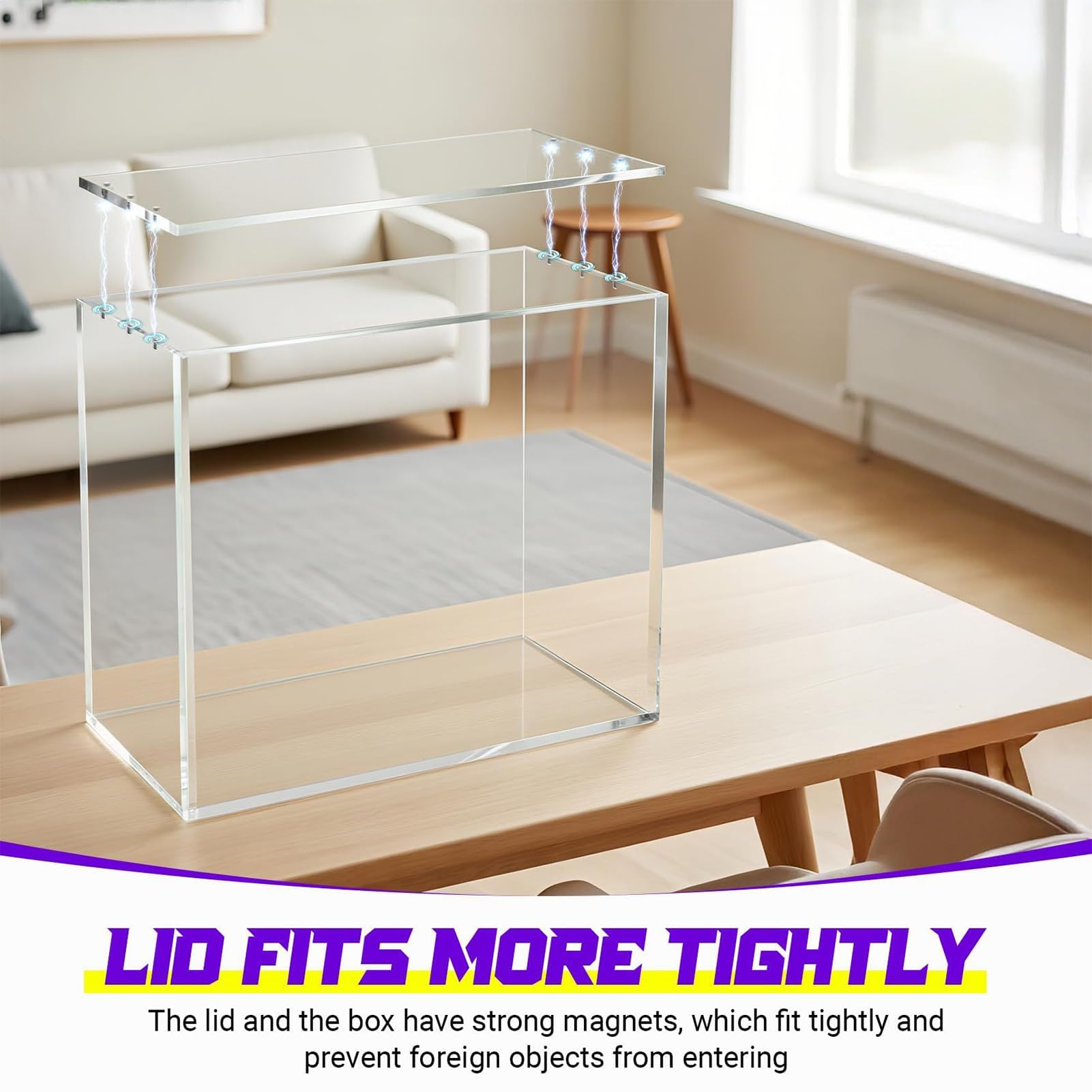 Transparente Acryl-Vitrine, dick, staubdicht, mit Magnetverschluss, perfekt für Sammelkarten, Figuren, Puppen, Zuhause, Wohnzimmer, Arbeitszimmer, Dekor