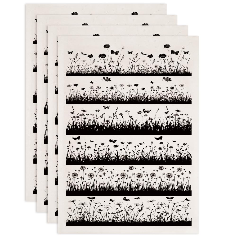 Autocollants de transfert en céramique sous glaçure SUPERDANT x4 pour poterie fleurs sauvages