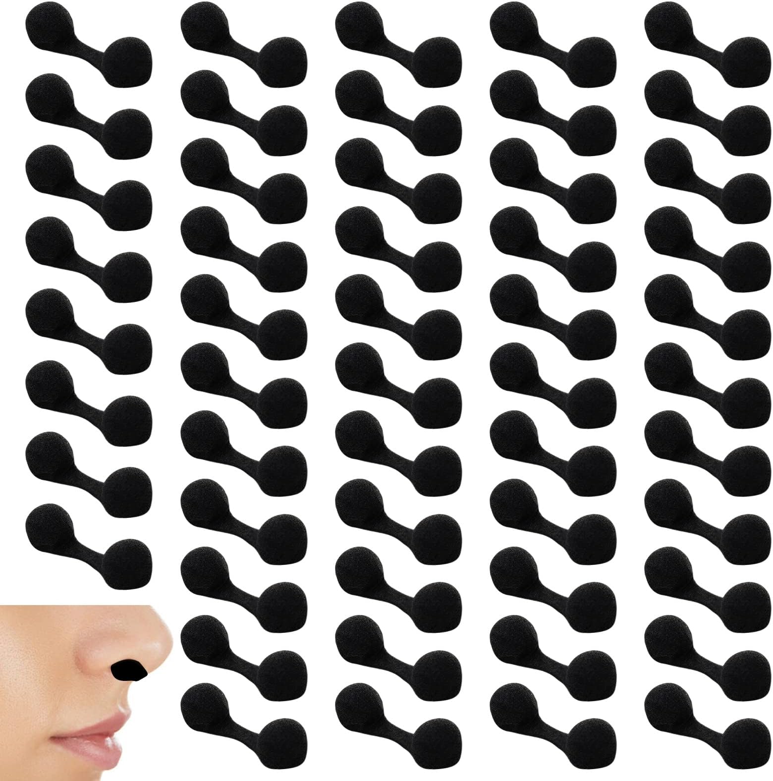 100 Pieces Nose Plugs Disposable, Nose Filters for Sunless Airbrush Spray Tanning, Nose Plug for Allergies and Dust, Spray Tan Nose Filter Sponge (Black)