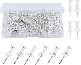 120Pcs Clear Push Pins, Drawing Pins with Storage Box, Head Thumb Tacks Wall Pins Map Push Pins Christmas Drawing Pins Heavy Duty Thumb Tacks for Pinboard Map Mark Bulletin Board Notice Board