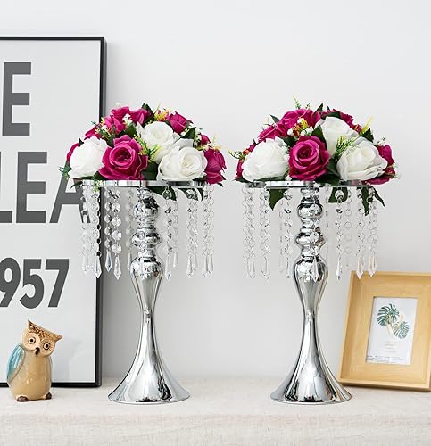 Miniatura 3 de 10 jarrones metálicos para centros de mesa de boda, soportes líderes de camino de boda, soportes de araña de cristal acrílico para decoración de