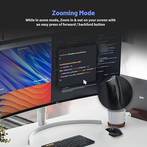 Miniatura 5 de CIDOO Mouse inalámbrico ergonómico RGB retroiluminado mouse Jiggler con modo de zoom movimiento automático indetectable mouse de lupa USB