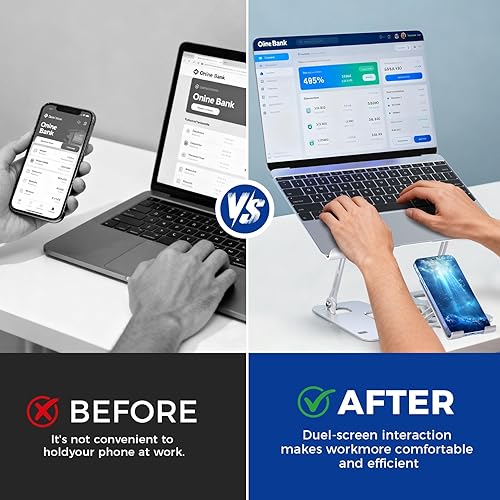 Miniatura 2 de Soporte ajustable para computadora portátil Soporte para computadora portátil plegable para escritorio (blanco)