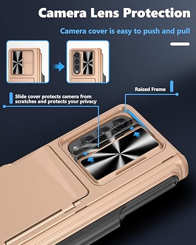 Miniatura 5 de Viaotaily Funda para Samsung Z Fold 4 con tarjetero y soporte para bolígrafo S y protección de bisagra, protector de pantalla integrado y cubierta