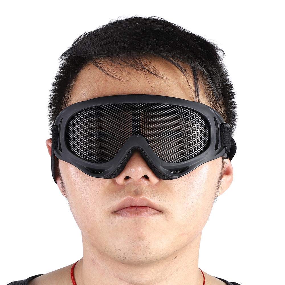 Tbest Airsoft Metal Mesh Goggles Tactical Mesh Goggles Steel Lenses Sunglasses Half Face Headwear Headband Googles replacement for Outdoors Cycling Running Cam (Black) - Image 3