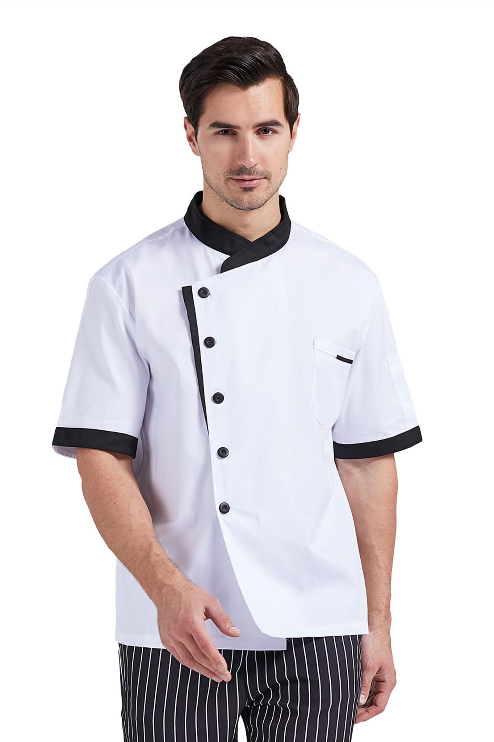 Nanxson Unisexe Veste de Cuisinier Professionnel Blouse de Cuisine Manches Longues avec Poche pour Cuisinier Serveur Hôtel Restaurant Bar CFM0016