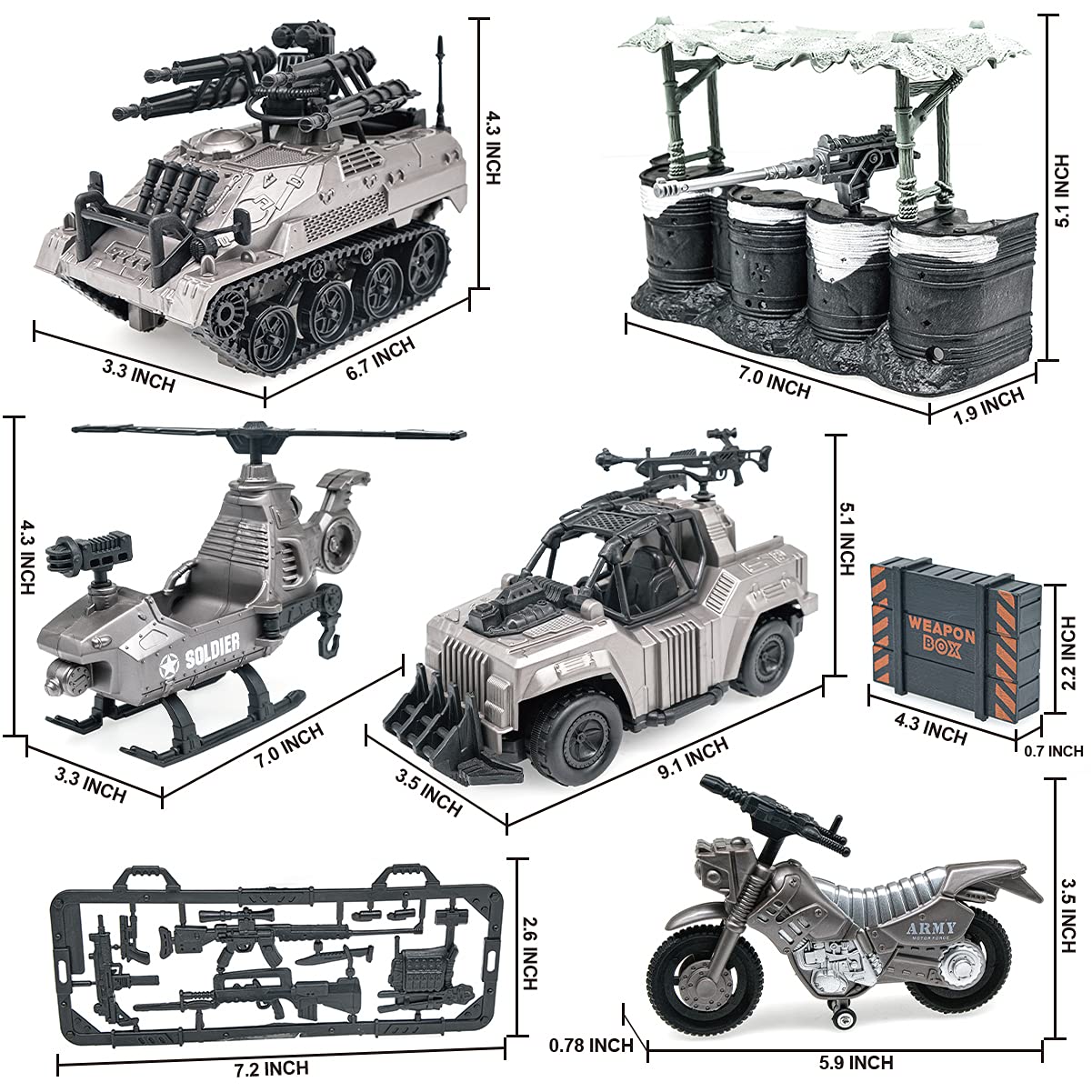 US Army Men Action Figures with Military Vehicles Toys Playset, Toy