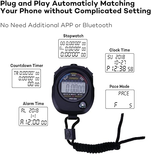 Miniatura 4 de Cronómetro digital - Juego de temporizador deportivo multifunción profesional con manejo electrónico grande (estilo B)