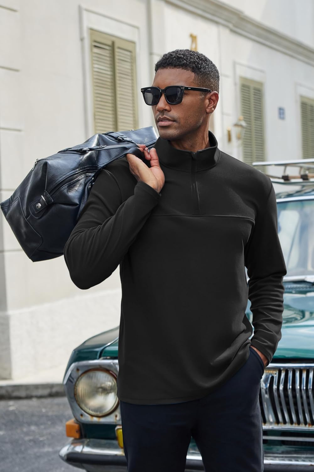COOFANDY Mens Fleece Quarter Zip Pullover Long Sleeve Mock Turtleneck Sweatshirts Thermal Workout Golf Polo Shirt - Image 3