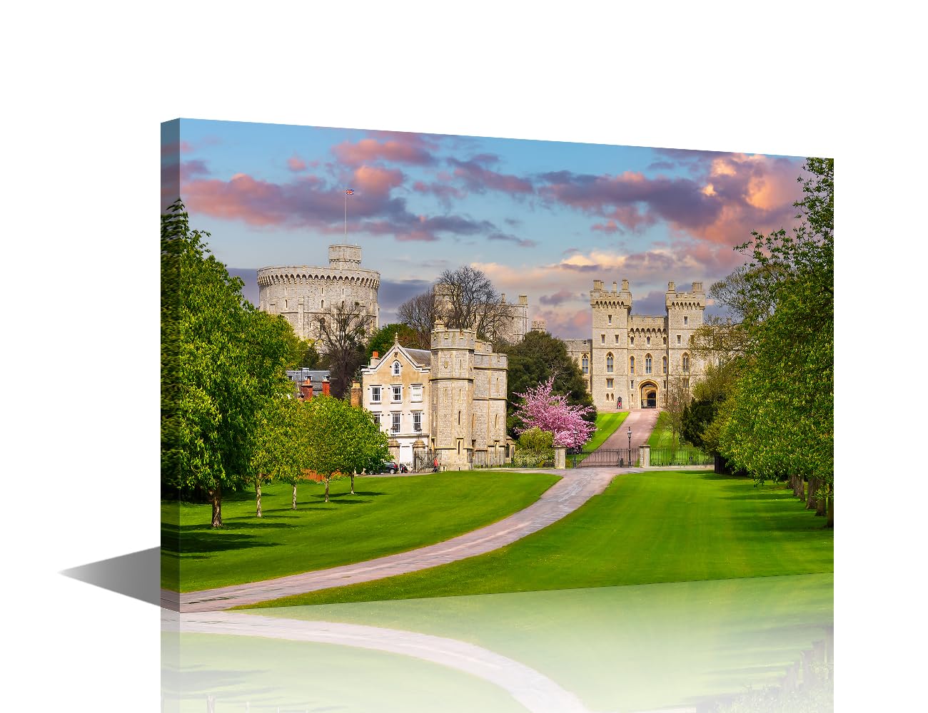TISHIRON Windsor Castle Wall Art for Living Room London Suburbs Wall Decor for Bedroom Bathroom Wall Paintings 1 Piece London UK Framed Wall Art Ready to Hang Pictures Home Decorations (12''Wx 18''H)