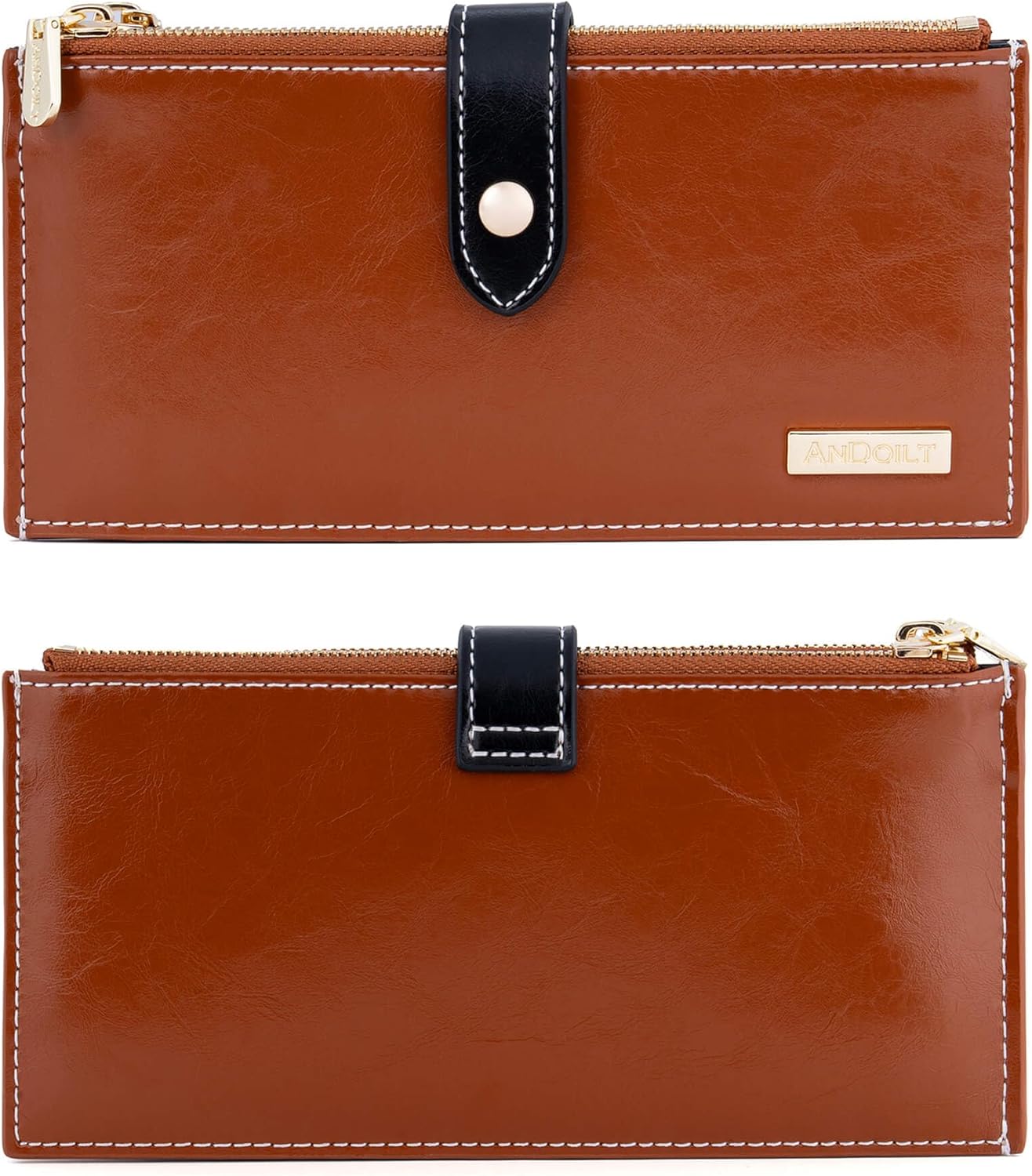 ANDOILT Wallets for Women Genuine Leather Wallet RFID Blocking Bifold Multi Card Case Purse with Zipper Pocket Handbag - Image 3