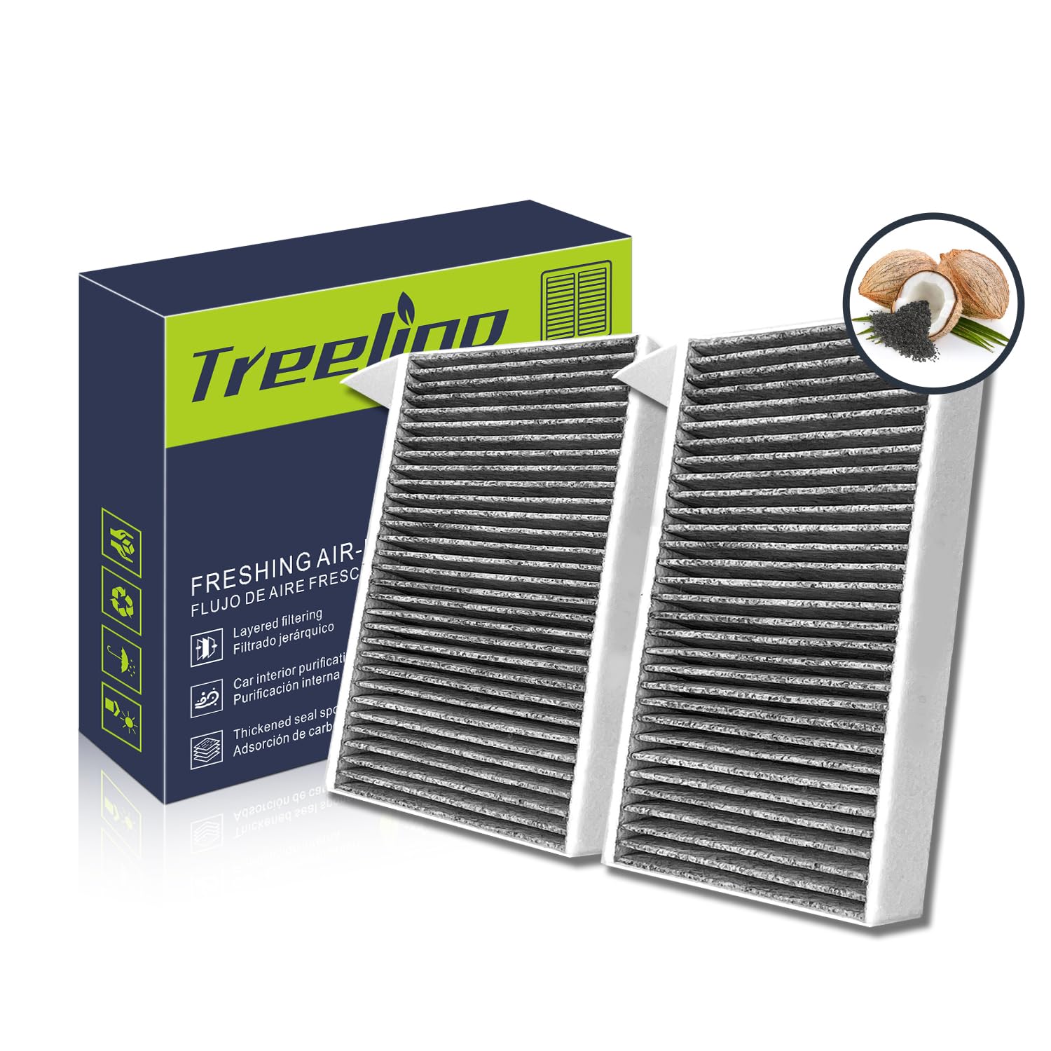 Cabin Air Filter For Tesla Model 3 Model Y 2016 2017 2018 2019 2020 2021 2022 2023 2024 HEPA 2 Pack, w/Upgraded Coconut Shell Activated Carbon