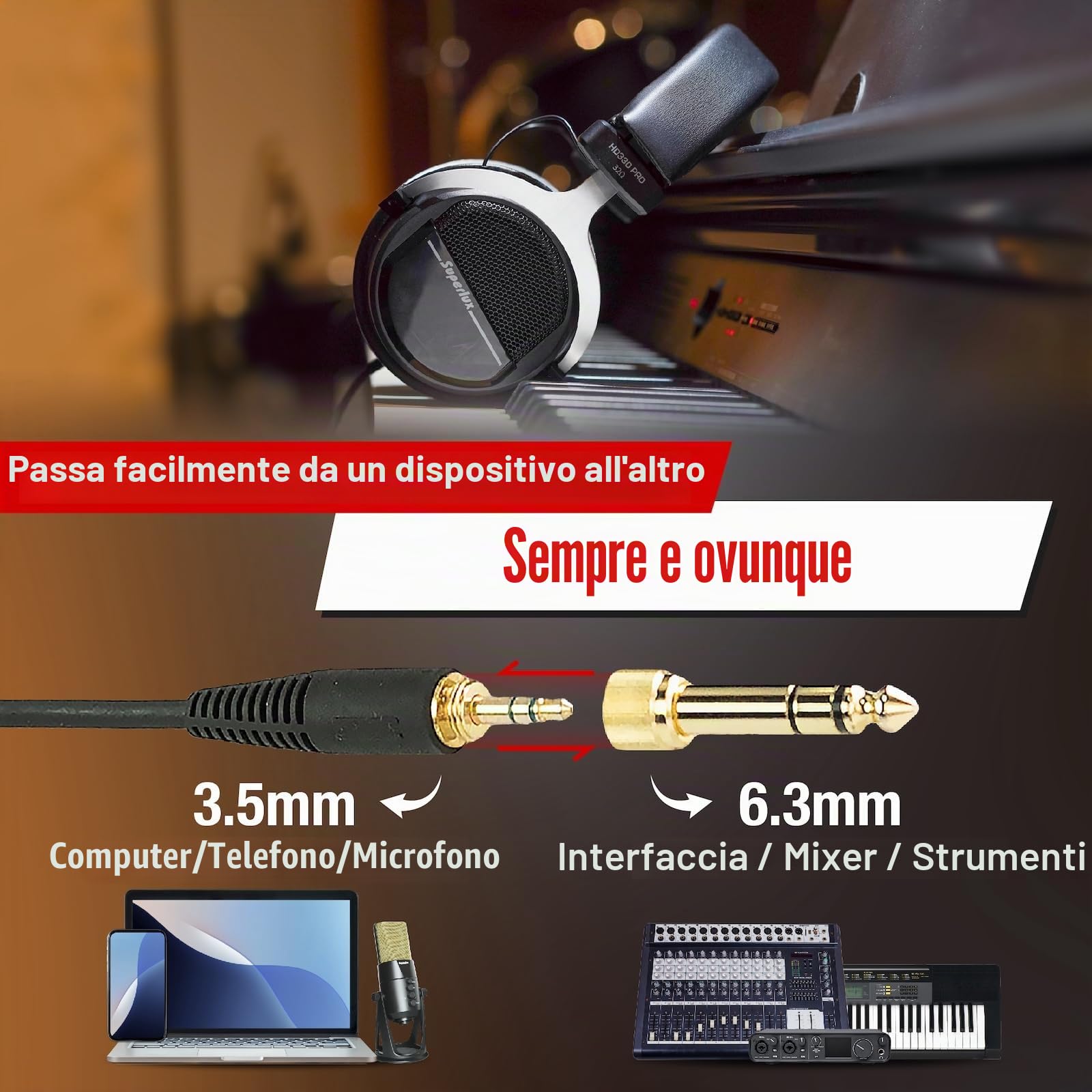 Superlux HD 330PRO, 150 ohm, cuffie over-ear professionali, semi-aperte, con driver al neodimio da 40 mm e bassi solidi, jack da 3,5 mm per registrazione di musica, podcast, monitoraggio in studio