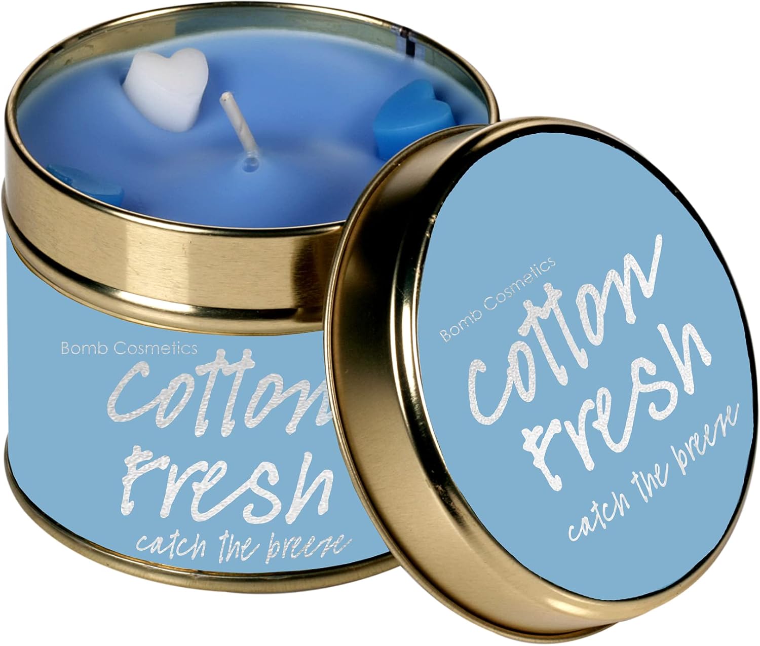 Bomb Cosmetics Cotton Fresh Scented Tin Candle; Contains Pure Clary Sage & Lavender Essential Oils; Vegan Friendly; 30-35 Hour Burn