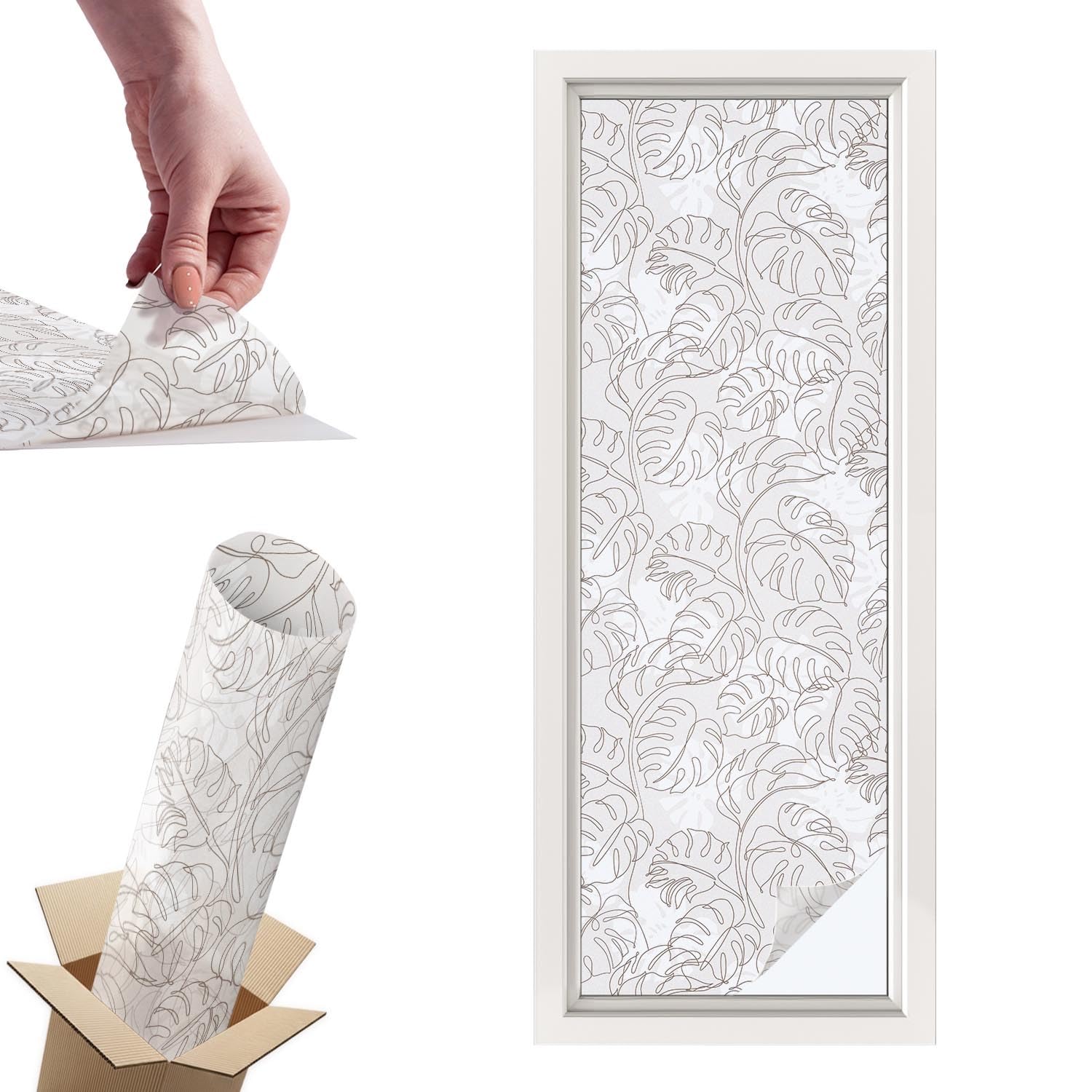 Film dépoli pour fenêtre PVC 50x146 vitrail décoratif collé sur le verre