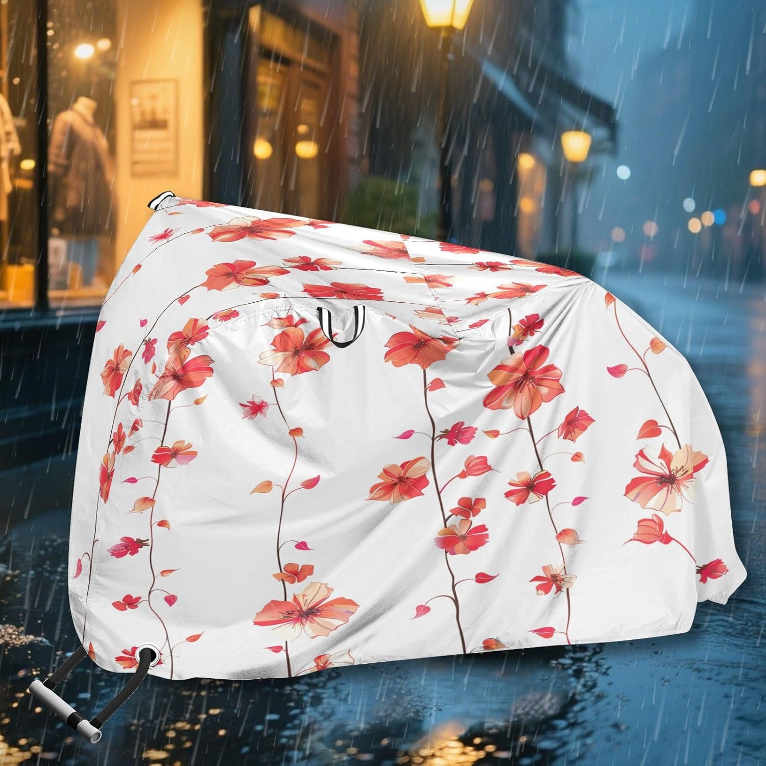 ALAZA Weeping Cherry Blossom Flower Bike Cover Waterproof Outdoor Ebike Bicycle Covers Tarp Protection for 1/2 Bikes, Sun UV Dust Wind Proof