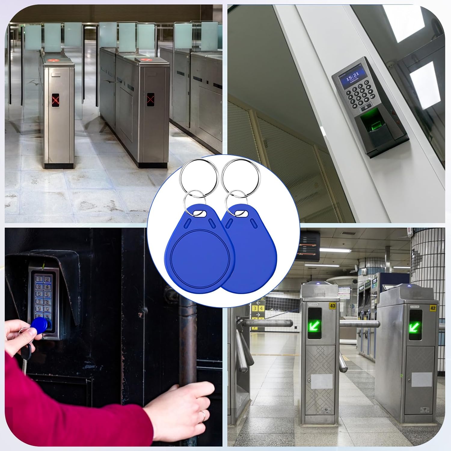 JOJOCY 50pcs Mi-fare Ultra-Light C ULC NFC Key Fobs, 13.56MHz RFID Key Cards, Gray ABS Waterproof & Durable Tokens, Compatible with SA-FLOK, KA-BA, ONIT-Y, and Sa-lto Locks (MF0-ICU2) (Blue)