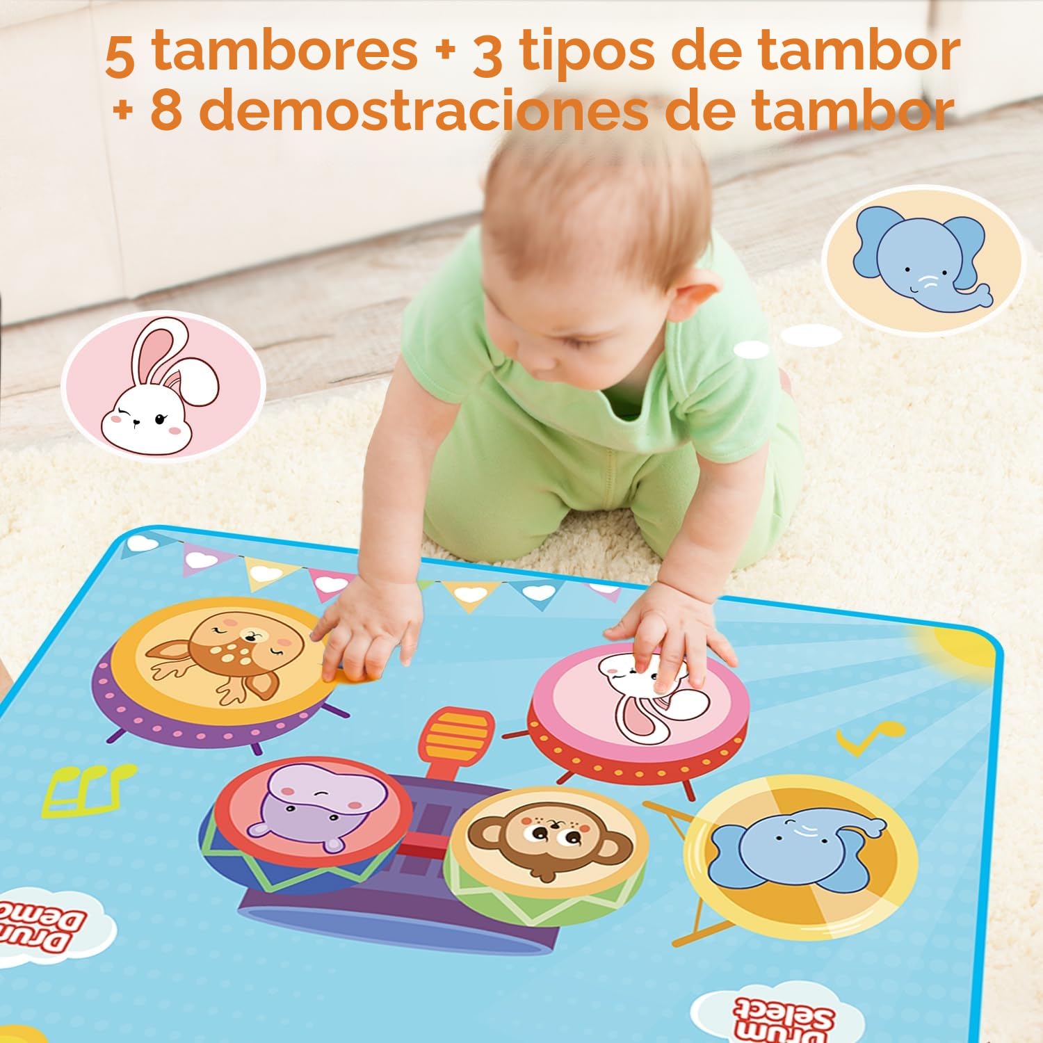Lobyoh Juguetes para Bebés 1 Año, 2 en 1 Alfombra Musical Juguete de Tambor para Pequeños, Regalos Educativos para Niños Niñas 1 2 3 4 5 Años