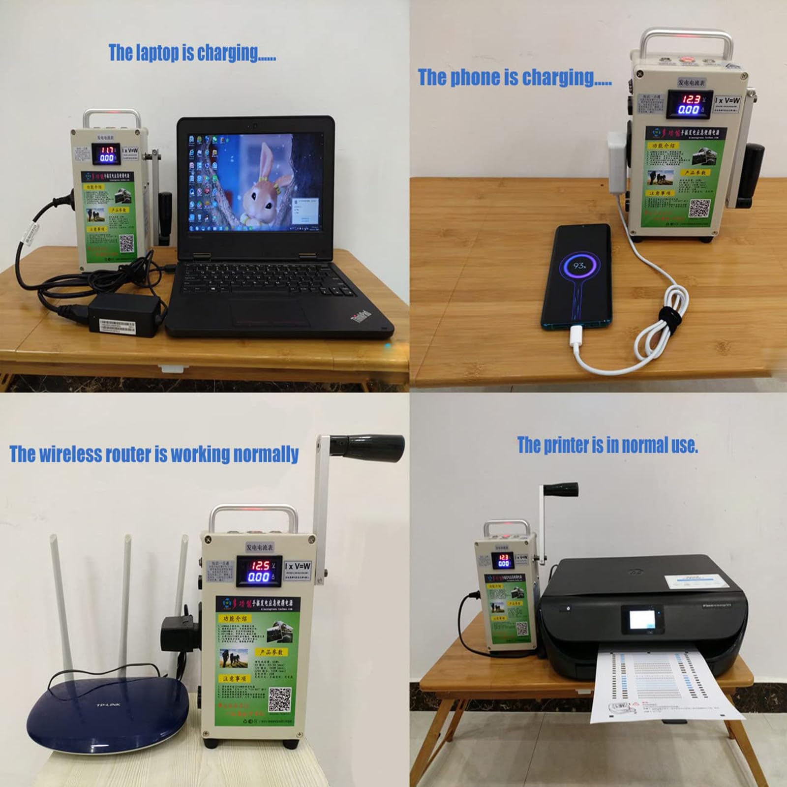 Generador de manivela de 150 W, generador de manivela, generador de manivela para acampar para teléfono móvil, estación de energía portátil con tomas de corriente de 220 V, fuente de alimentación de