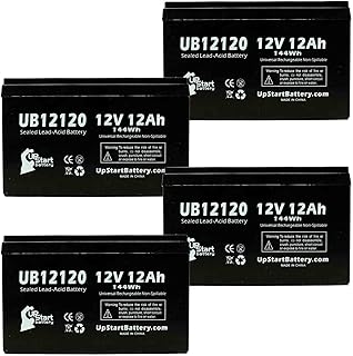 4-Pack UB12120 Universal Sealed Lead Acid Battery (12V, 12Ah, F1 Terminal, AGM, SLA) Replacement - Compatible with APC Smart-UPS 1000, Razor MX500 Dirt Rocket, MX650 Dirt Rocket, APC Back-UPS 650
