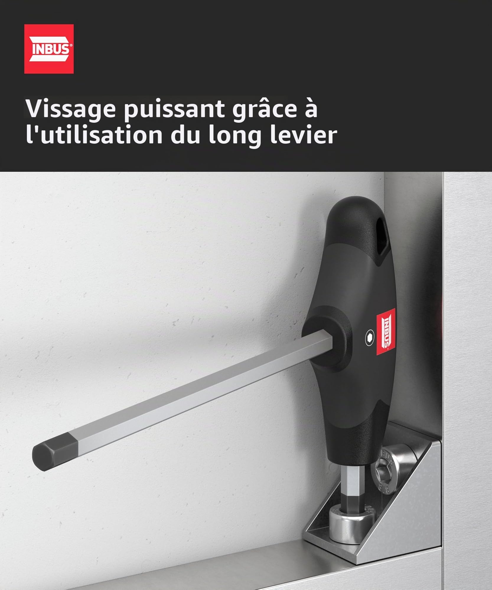 INBUS 70129 Jeu de Clés Allen à poignée en T 8pcs 2-10mm HybridTouch Made in Germany