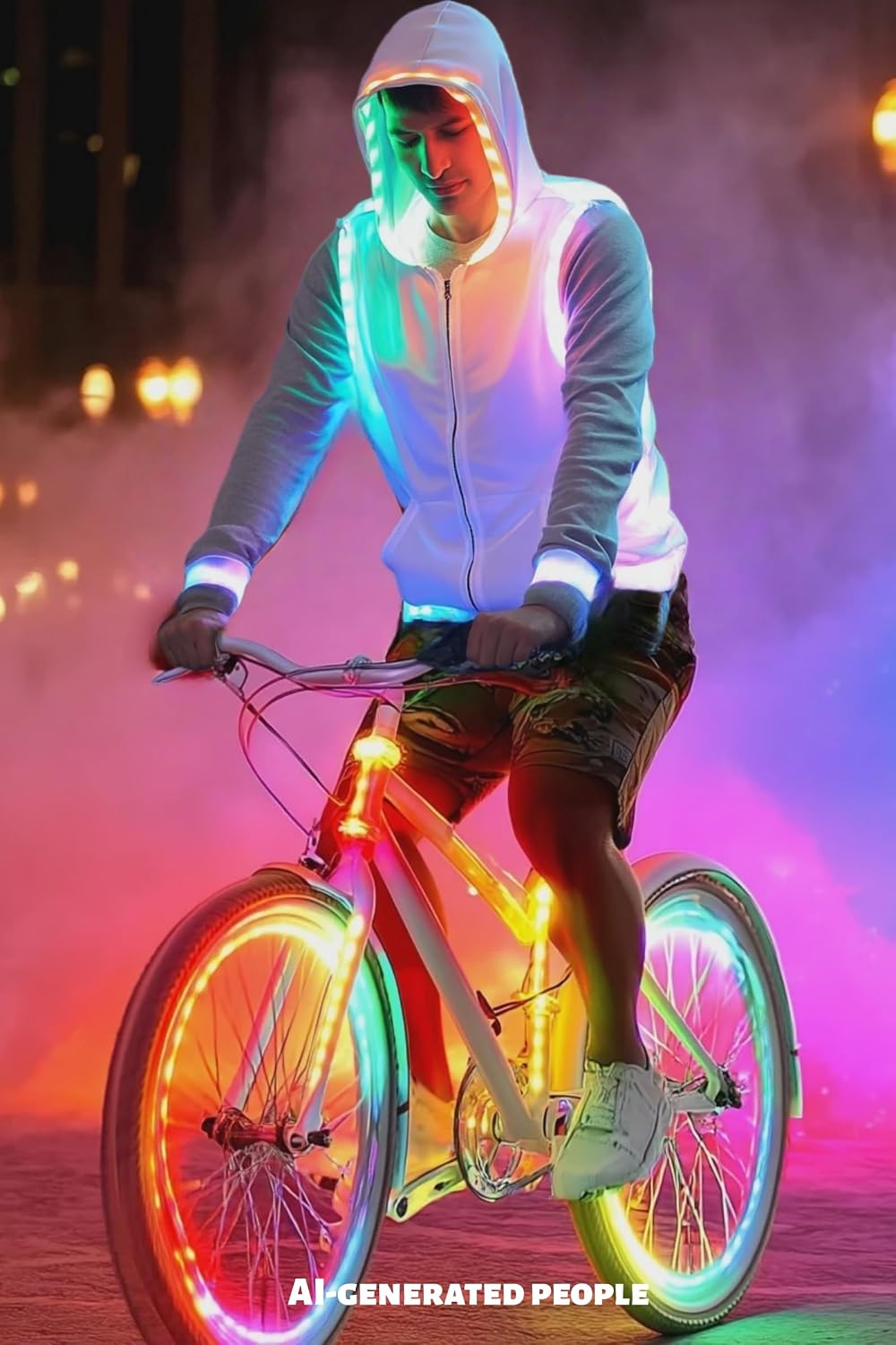 Man Hooded Vest White Rave Outfit Burning Man image 3