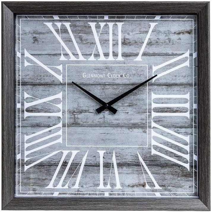 Patton Wall Decor 18" Rustic Greywash Square Wall Clock