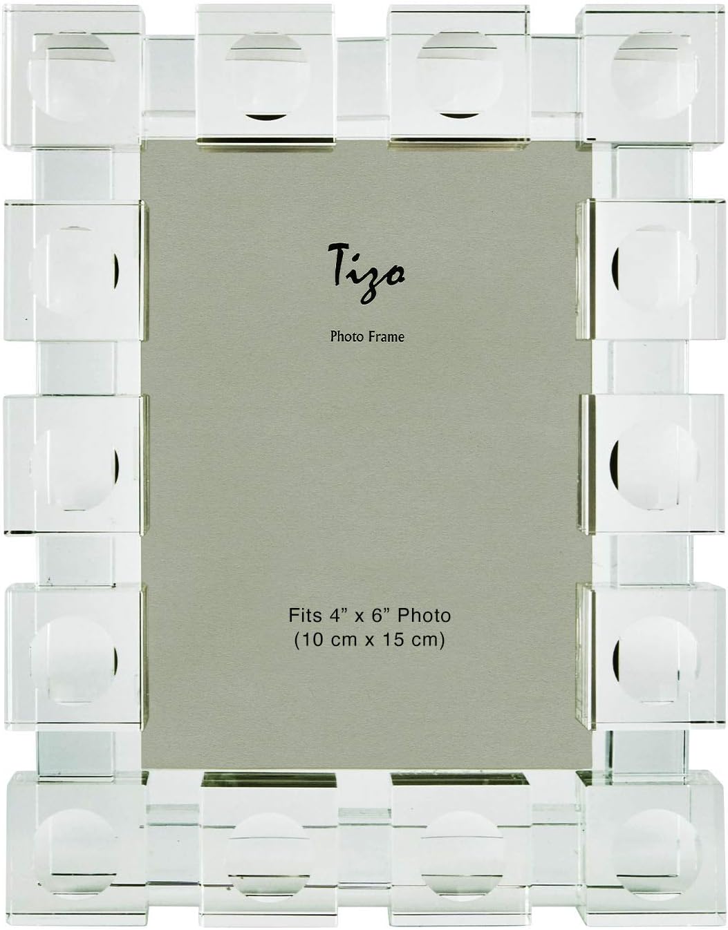 TIZO Design 5x7 Cube Crystal Glass Picture Frame, Elegant Profile & Sturdy Screw-On Crystal Glass Easel Back, Boutique Quality Photo Frame