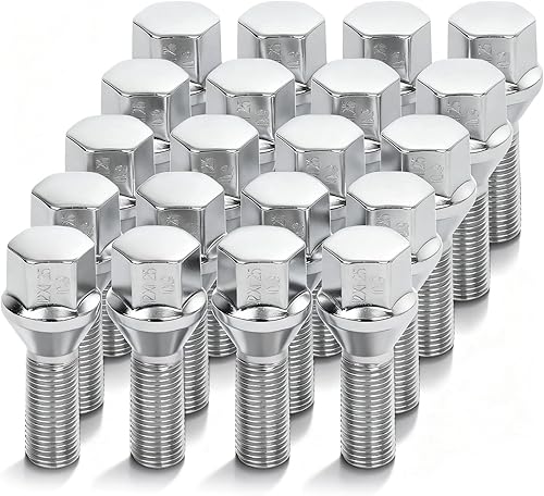 cciyu Pernos de llanta M12x1.25, 20 piezas de pernos cromados de 1.102 in hexagonales de 0.71 pulgadas (0.669 in), juego de pernos para Renegade