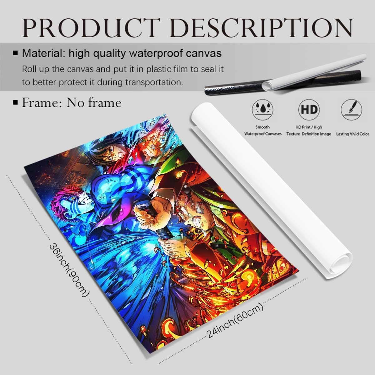 Anime Demon Slayor Poster For Fans Kids Birthday Gifts-Manga Lovers Posters Canvas Art Print Manga Picture For Teen Girls/Boys Room Bedroom Wall Decor
