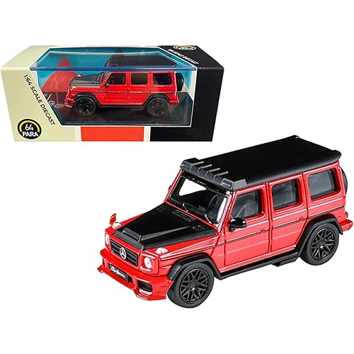Mercedes AMG G63 Liberty Walk Wagon Red with Black Hood and Top 1/64 Diecast Model Car by Paragon 55162