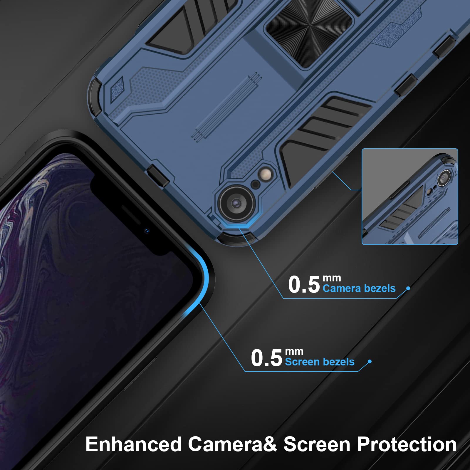 Funda para Xiaomi Redmi Note 15 Pro 5G, Carcasa Antigolpes con Soporte anular metálico, Case Protectora de Grado Militar, Azul — view 604