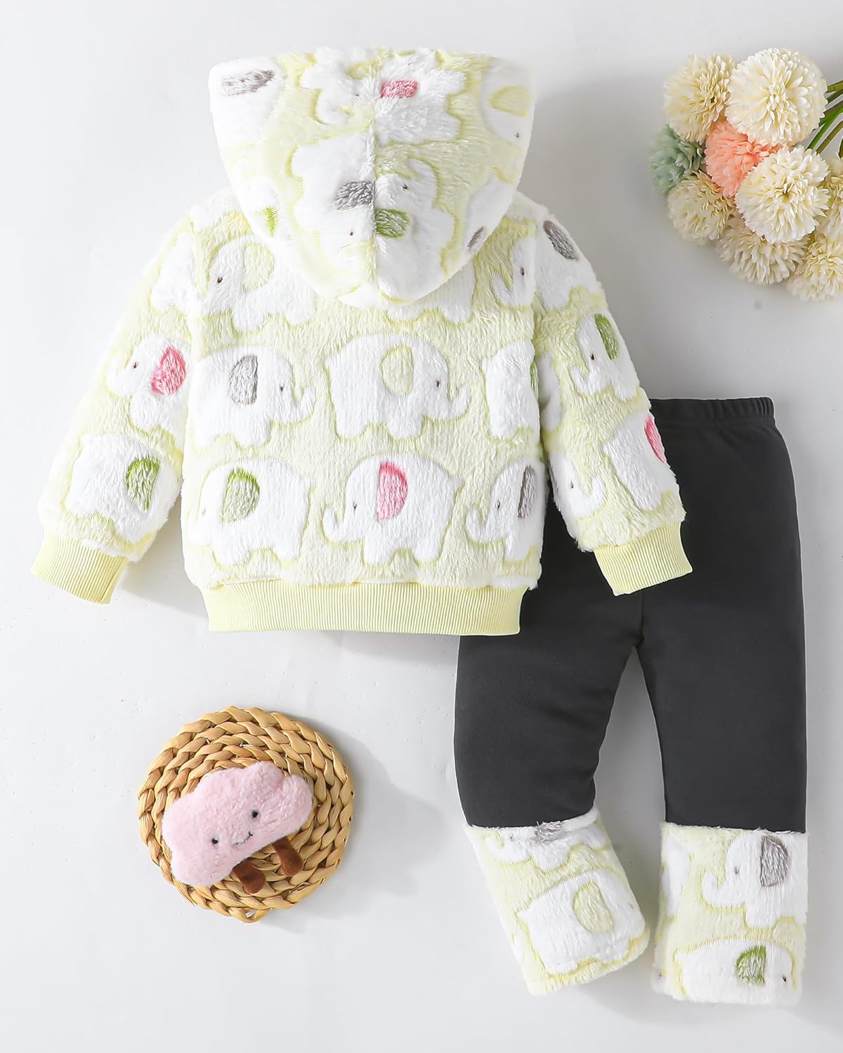 Jecson Toddler Baby Girl Clothes: Soft Fleece & Thermal Outfits Set Animal Pattern Hoodie & Pants Cute Winter Home Out 6M-4Y - Image 9