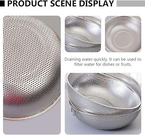 Miniatura 2 de DOITOOL Colador de arroz, diseño de agujero fino para drenaje rápido, a prueba de fugas, cesta de lavabo de acero inoxidable