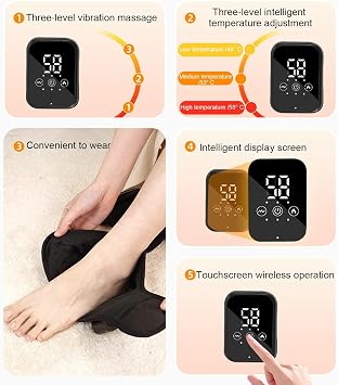 Foot Massager, 3-in-1 Heated Ankle Wrap Foot Massager, 2 Modes 3 Intensities for Achilles Tendinitis and Plantar Fasciitis Relief Black 1pc