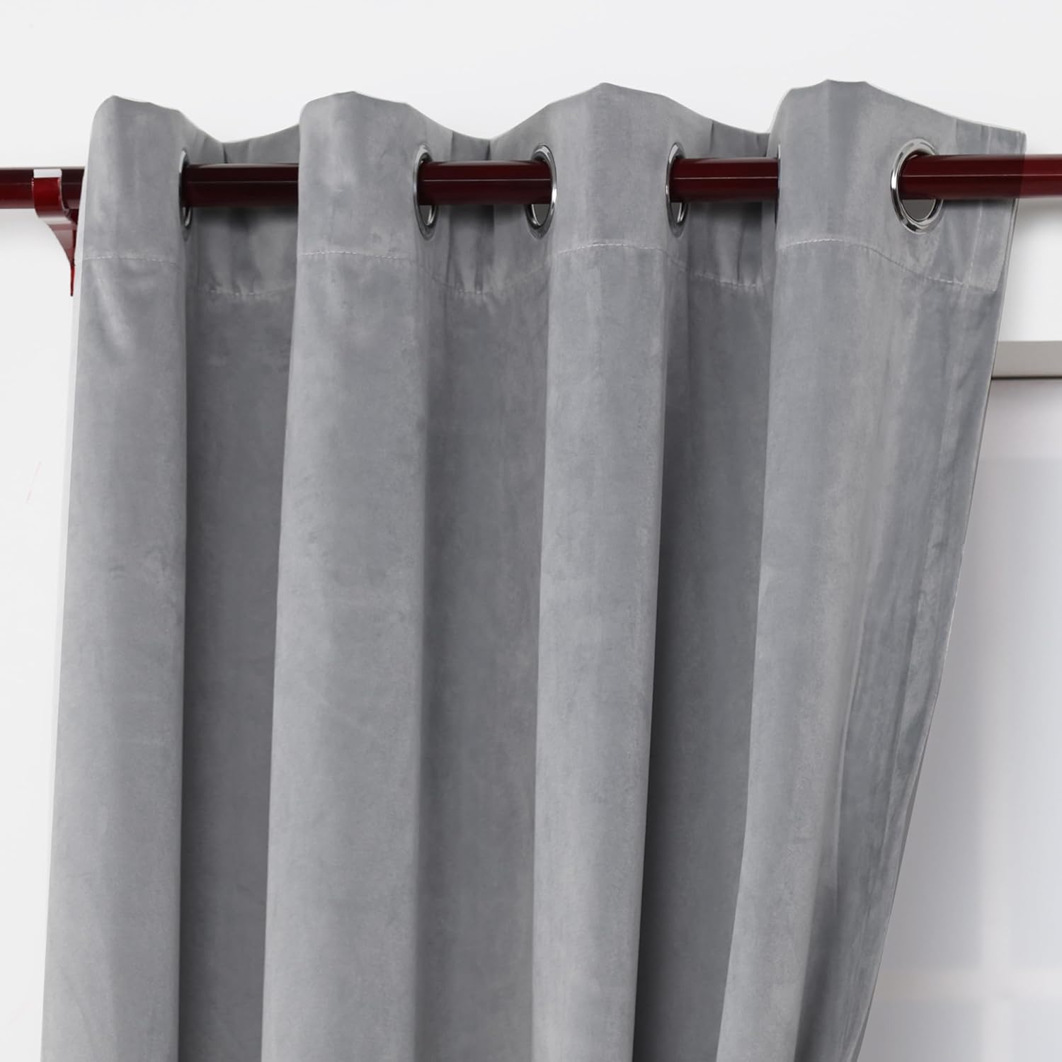INLINAS 52W x 84L Inch Velvet Blackout Curtain - Luxurious Softness with Light Control, Thermal Insulated, Noise Reduction, Energy Saving Set of 2 Panels, Silver Grey