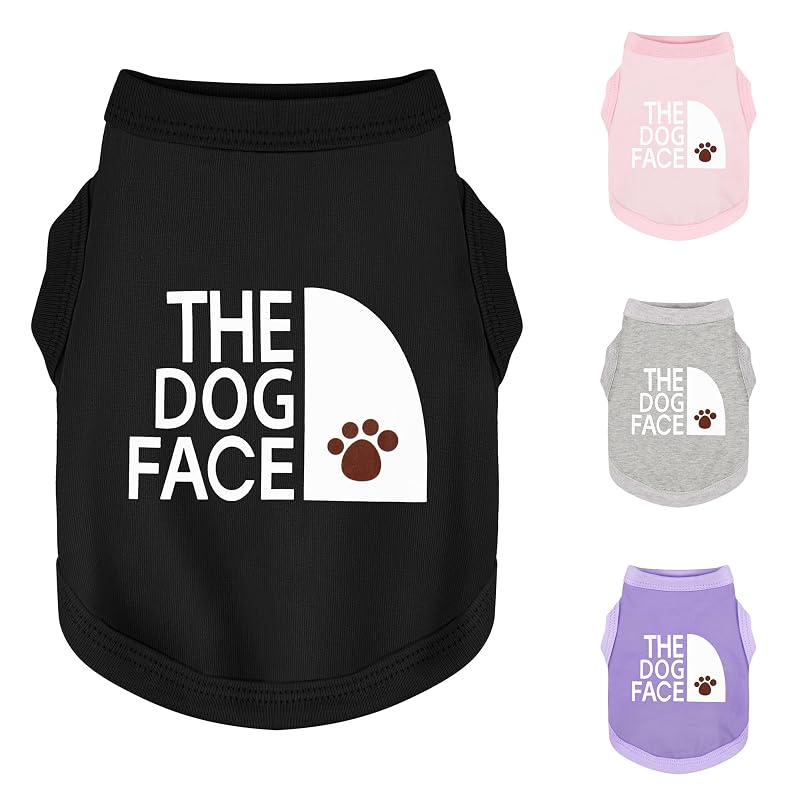 Camisa para Cães Paiaite de Algodão com Estampa The Dog Face, Preta, Tamanho M (3,63–6,35 kg)