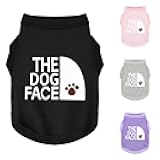 Personality Canine Attire: Soft, Lightweight Cotton Dog Clothes with 'The Dog Face' Print. Small and Medium Breeds, Perfect for Everyday Wear, Comfortable and Breathable Dog Shirt Black XS