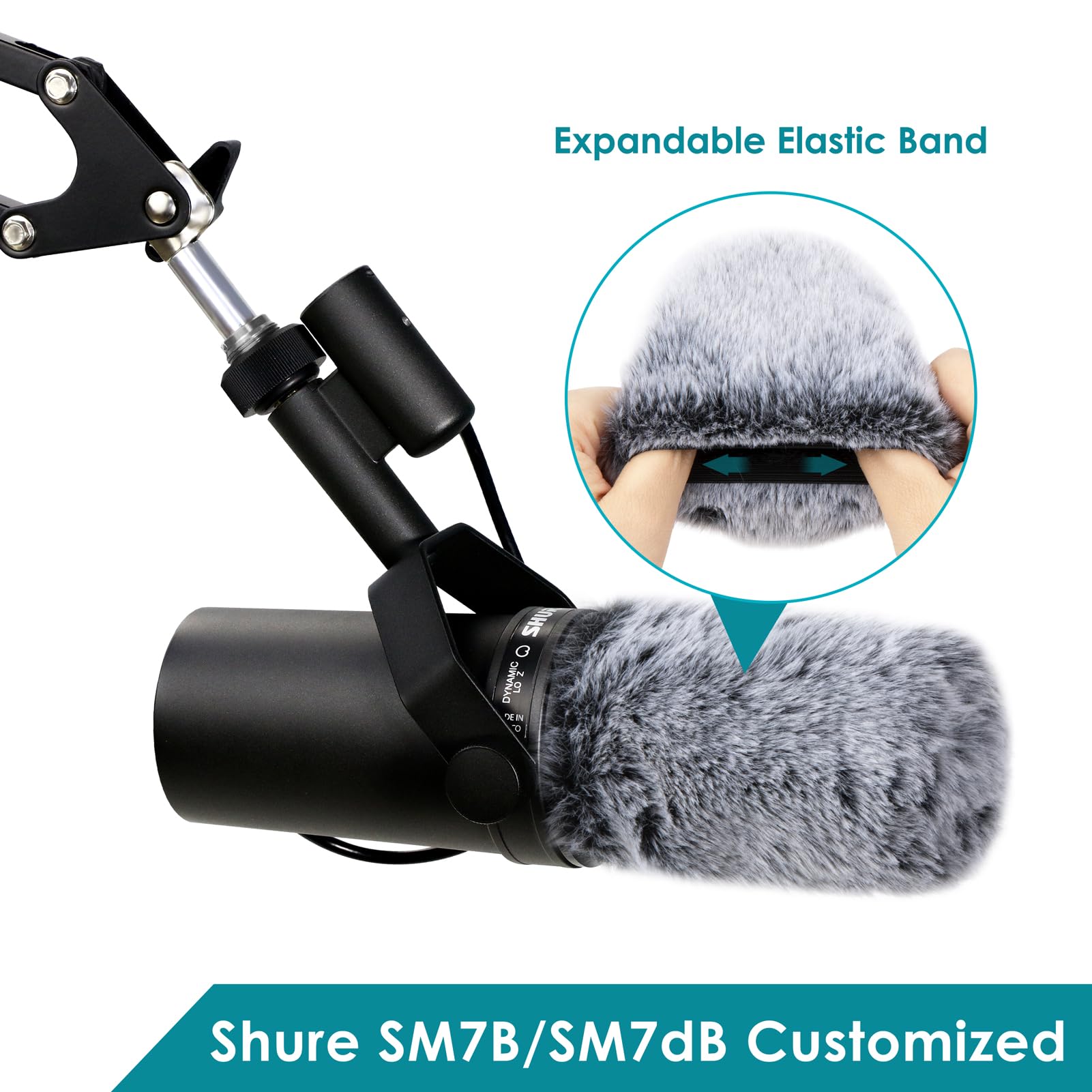 YOUSHARES SM7B Filtr Pop - Osłona na mikrofon Puchata Osłona przeciwwiatrowa na mikrofon Kompatybilna z dynamicznym mikrofonem Shure SM7B & SM7DB do tłumienia spółgłosek wybuchowych
